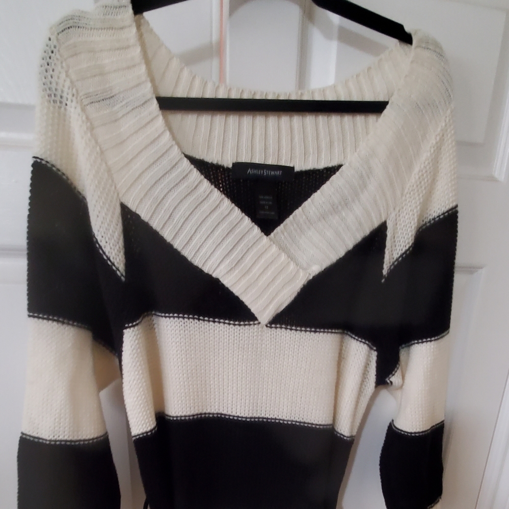 Ashley Stewart Black & White long sweater.